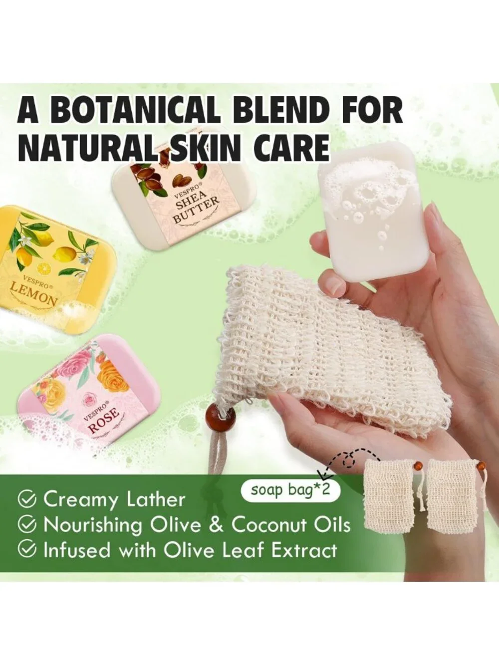 48 Pack Handmade Natural Bar Soap Bulk - Olive Extract Body Wash Gifts